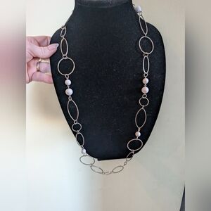 Silver Necklace with White Accents